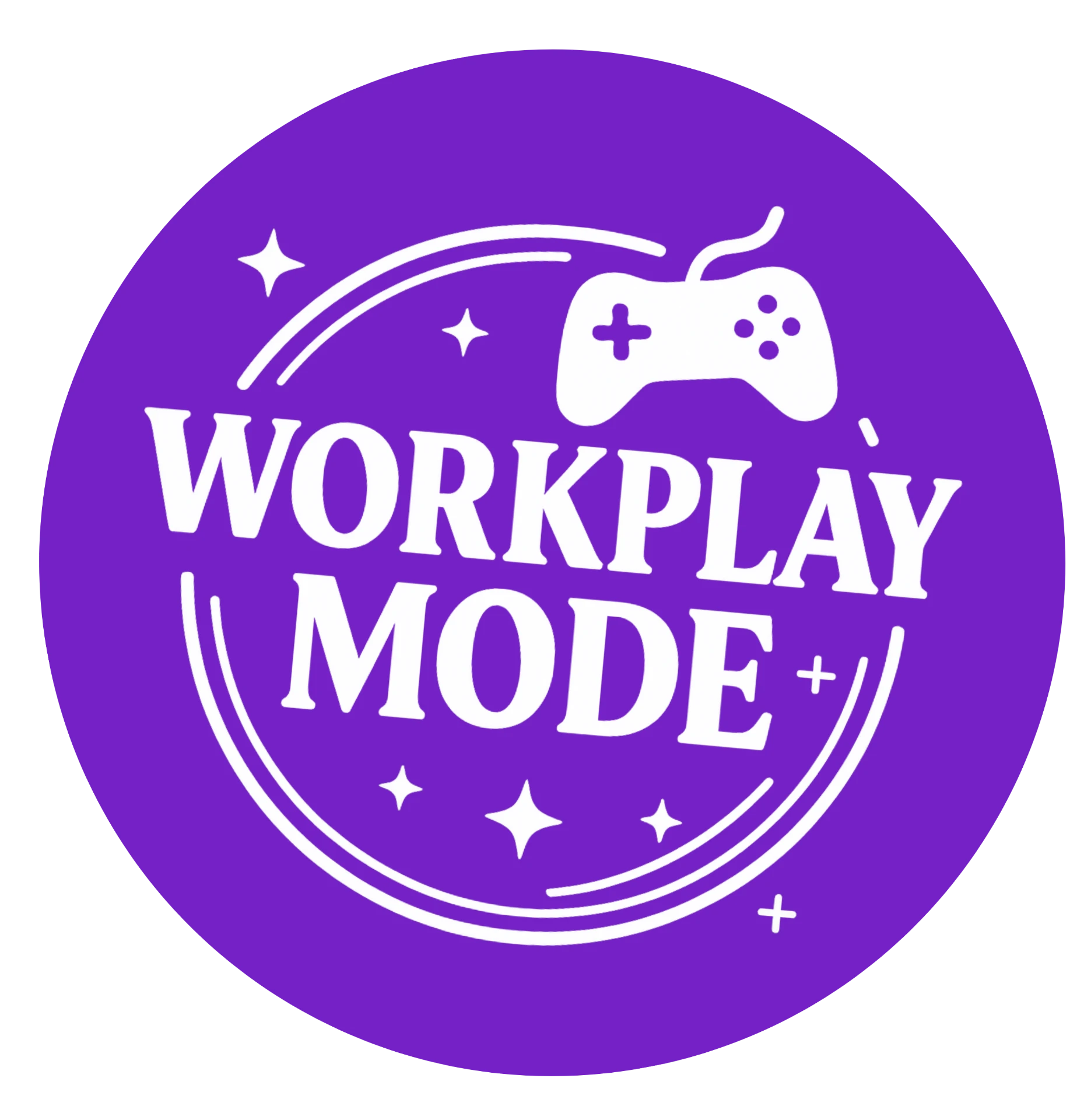Workplay Mode+ badge: a purple roundel with a game controller